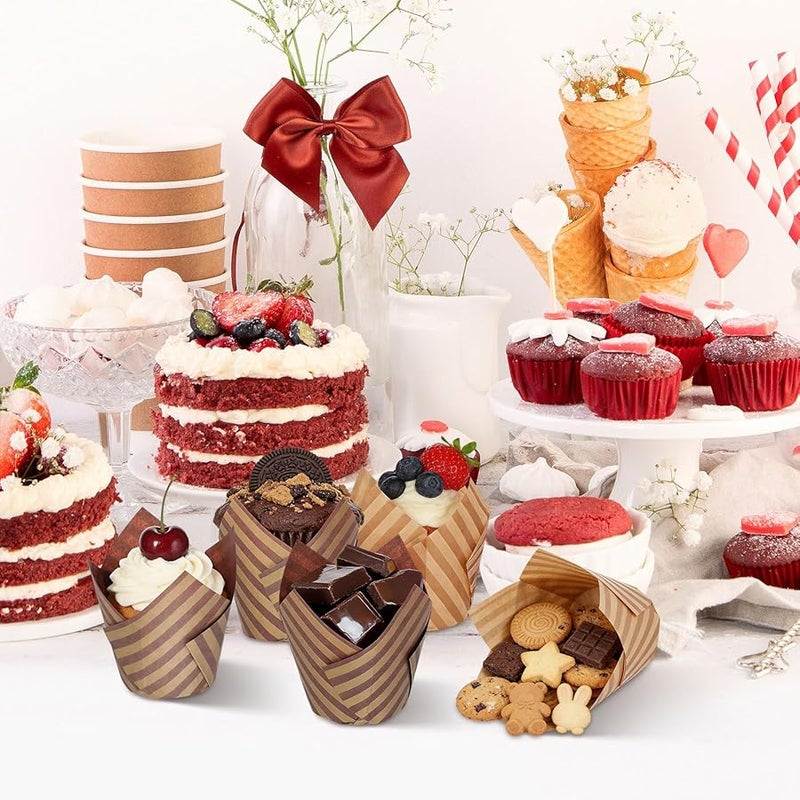 Artibetter 200pcs Large Tulip Baking Cups Greaseproof Muffin Liners for Parties - Image 5